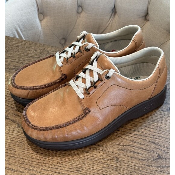 SAS Bout Time Lux Leather Lace Up Loafers Men’s 9WW Hazel Brown TriPad Comfort - Picture 2 of 10